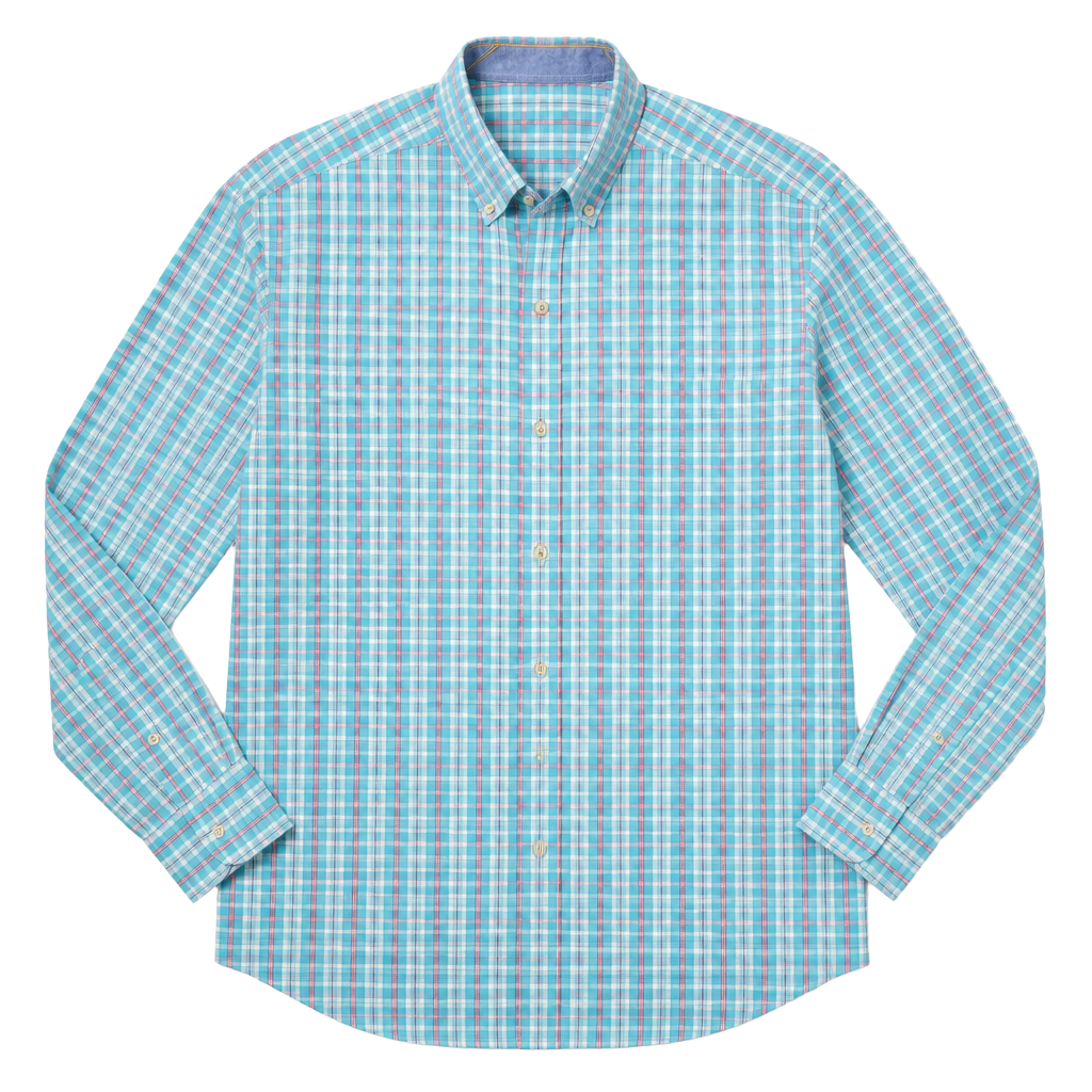 Crown & Ivy Men's Classic Fit Blue & Pink Plaid LS Button Down Shirt Size M 1