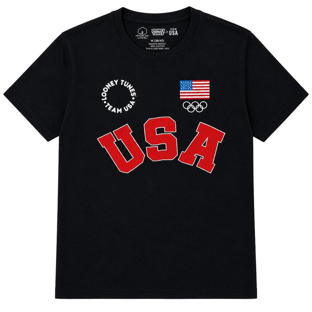 Looney Tunes x Team USA T-Shirt Size M (38/40) Black Olympics Graphic Tee 1