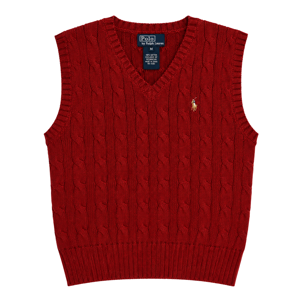 Polo by Ralph Lauren Cable Knit Sweater Vest Size 3/3T Red Cotton 1