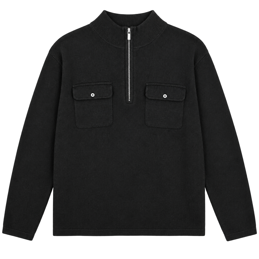 Michael Michael Kors 1/4 Zip Sweater Size XL Black Cotton 1