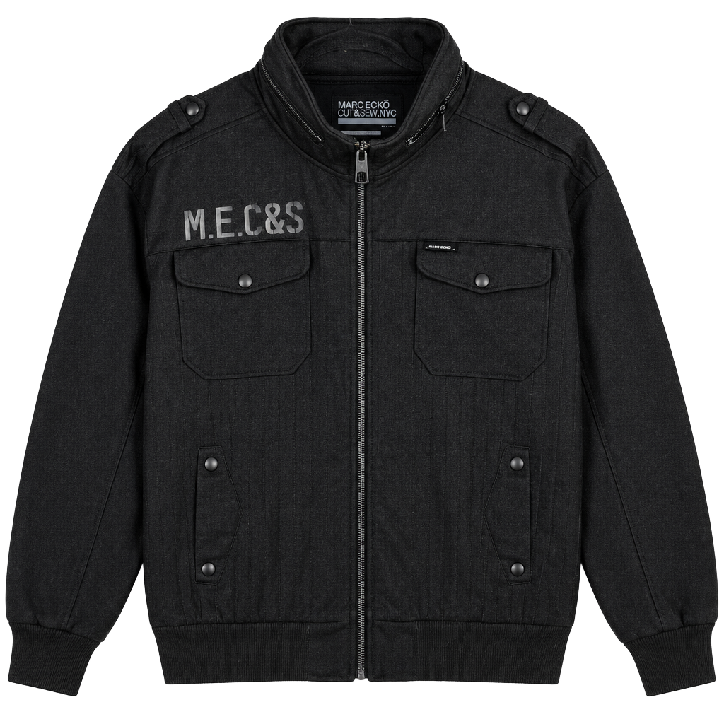 Marc Ecko Cut & Sew Jacket Size XL Black Full Zip Pinstripe Cotton Blend 1