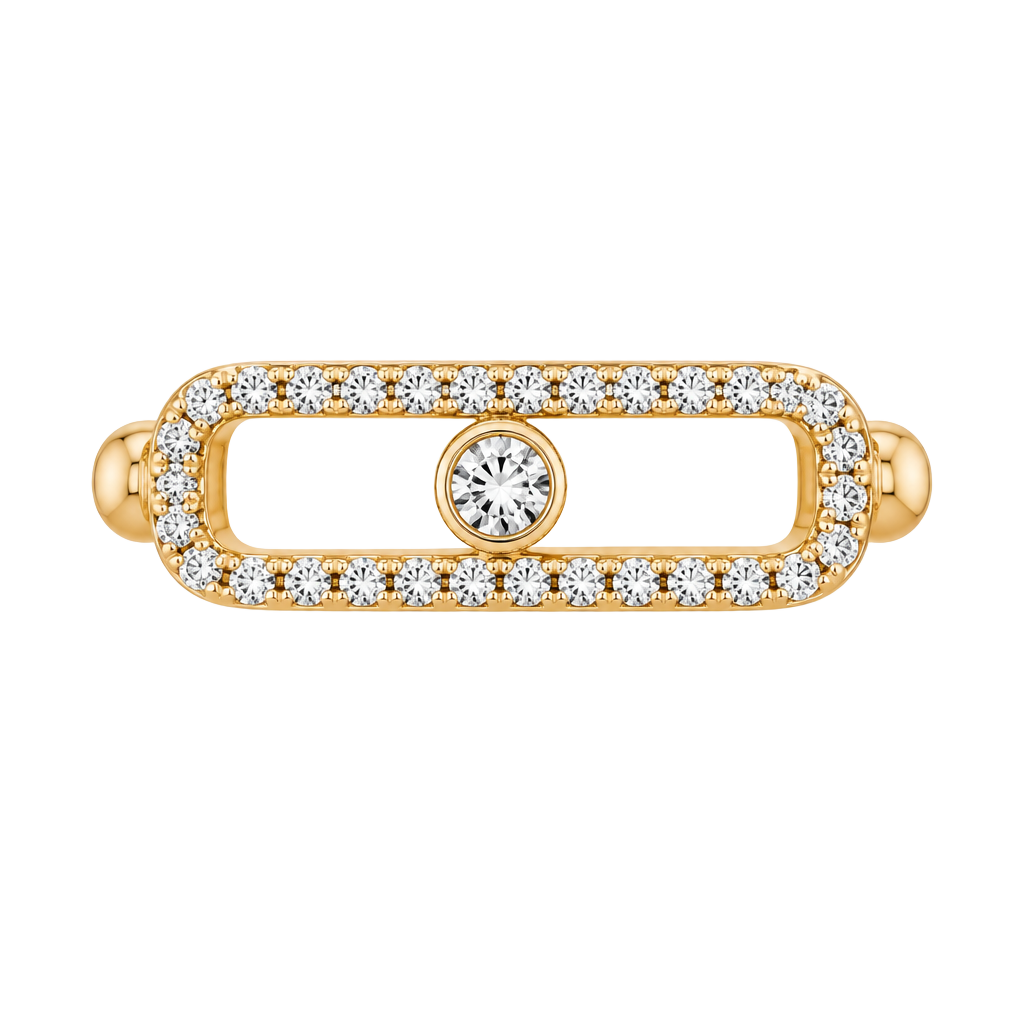 Messika Move Uno Pave Diamond Ring Size 7.5 Yellow Gold 18 K Italy 2.70gram 1