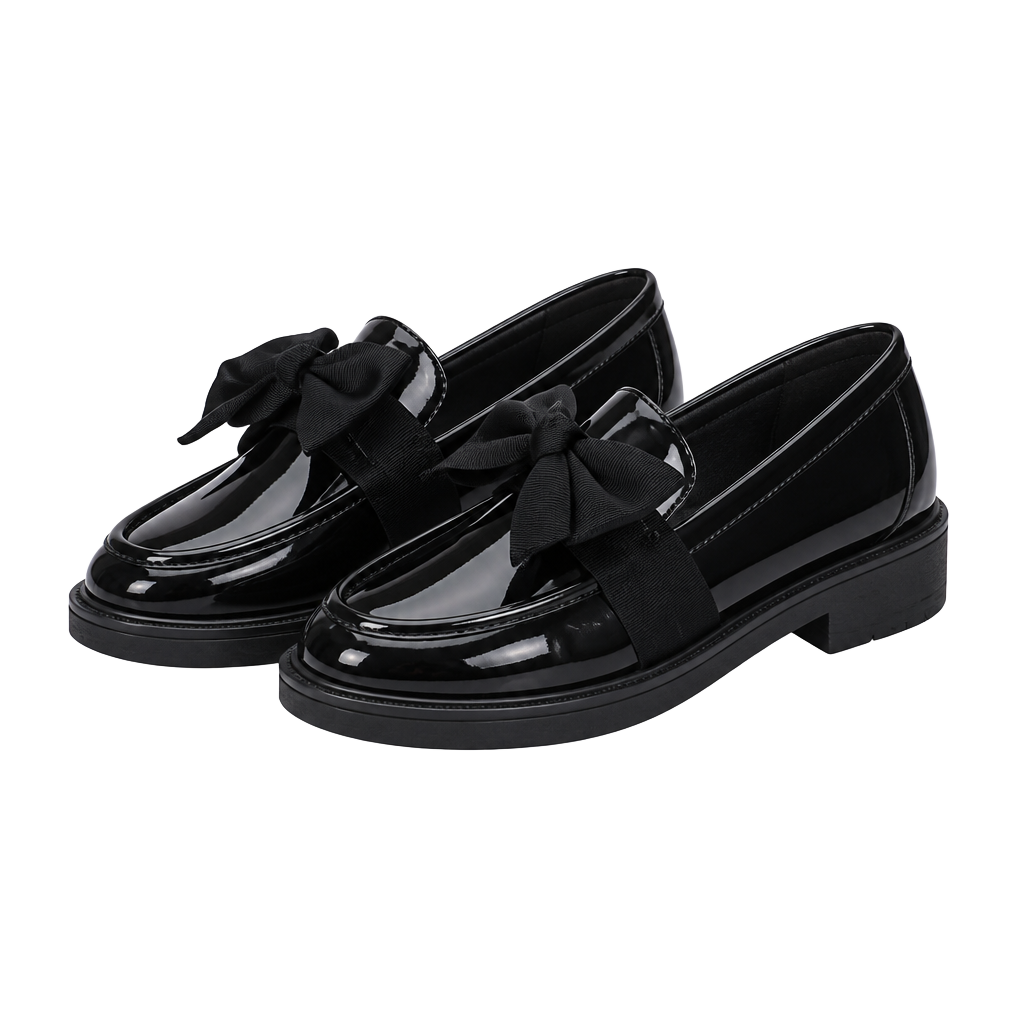 Rokment Womens Bowknot Oxfords Dress Shoes Spring Fall Vintage Casual Leather Platform Chunky Lug Mid Heels Slip on Boat Loafers Walking Footwear Black Size 7 - .com, 1