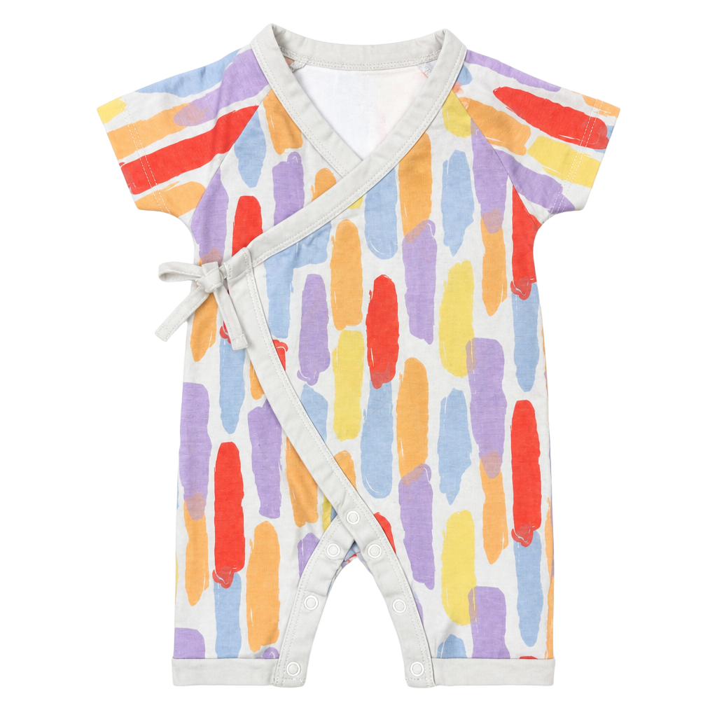 Monica + Andy Kimono Romper Size 0-3m Pastel Brushstrokes 1