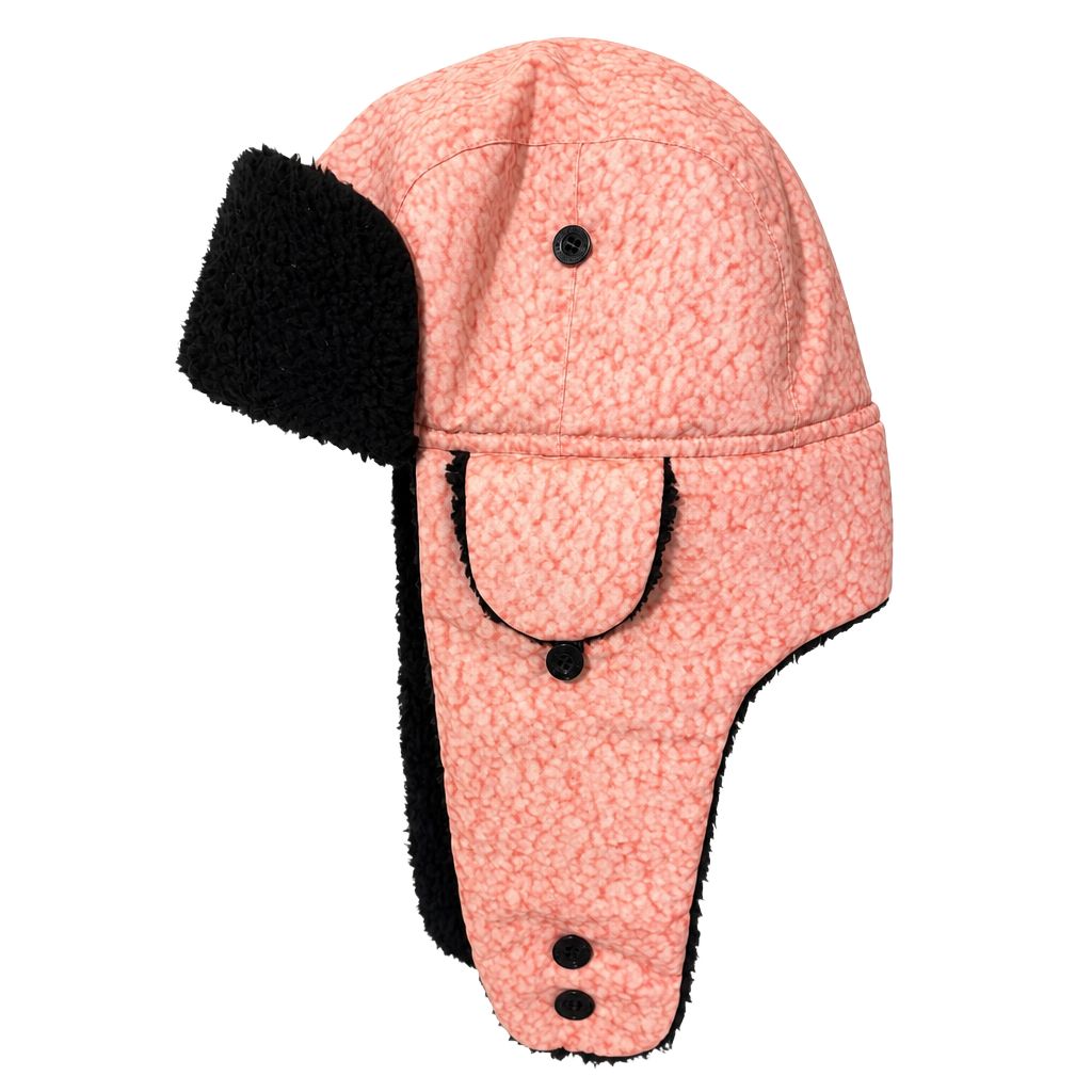 Neff Trapper Hat Pink Black Faux Shearling Winter Ear Flap 1