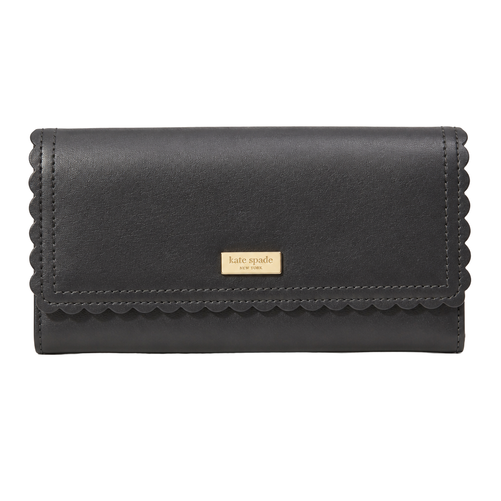 Kate Spade New York Black Leather Scalloped Flap Wallet 1