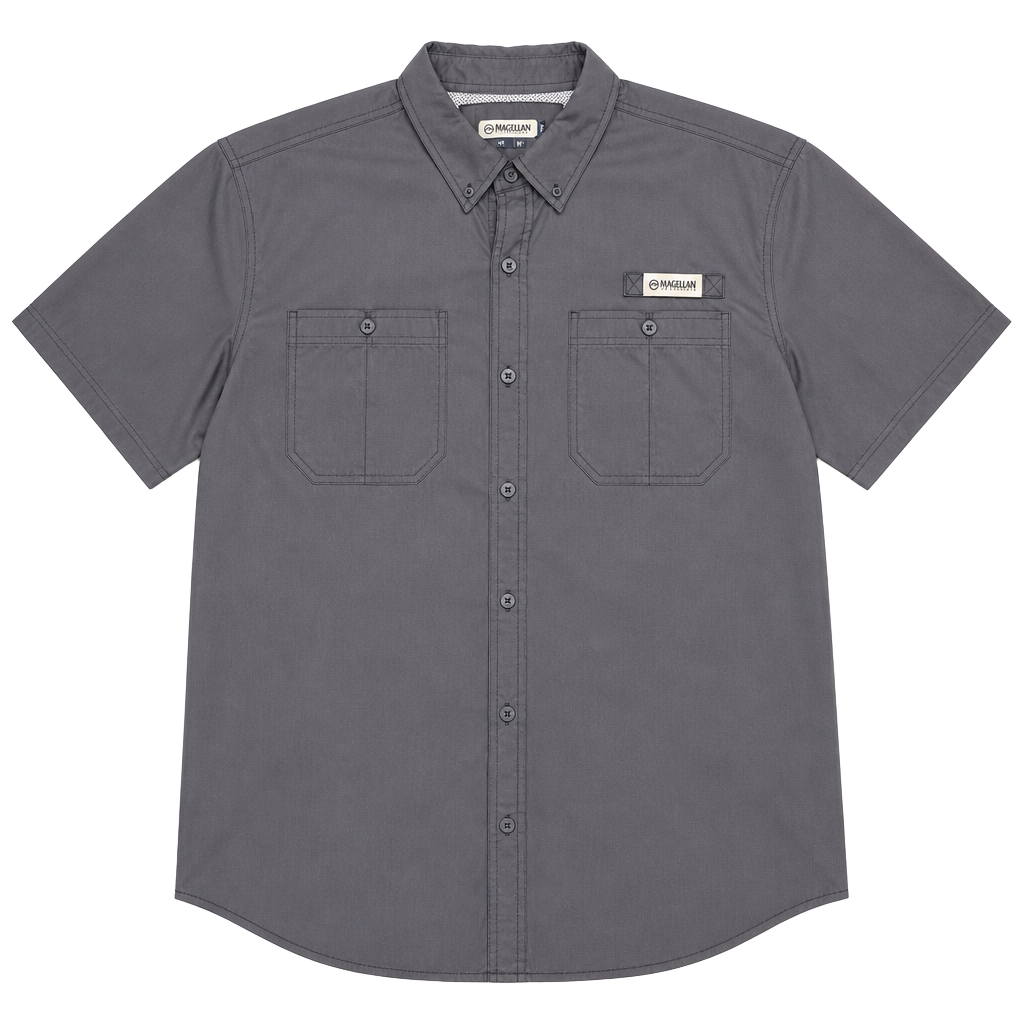 Magellan Outdoors Fishing Shirt Size XL Gray Short Sleeve 1