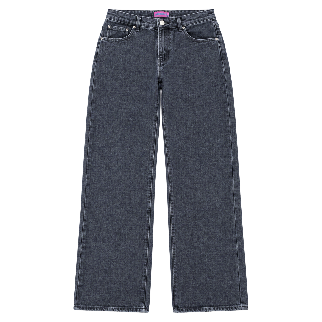 Edikted Baggy Jeans Size M Black Washed Wide Leg 1
