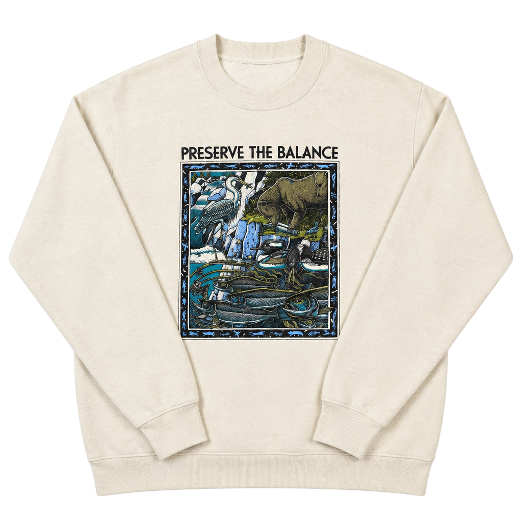VTG 1989 Ray Troll Preserve The Balance Sweatshirt Cream Crewneck L USA Lee Art 1