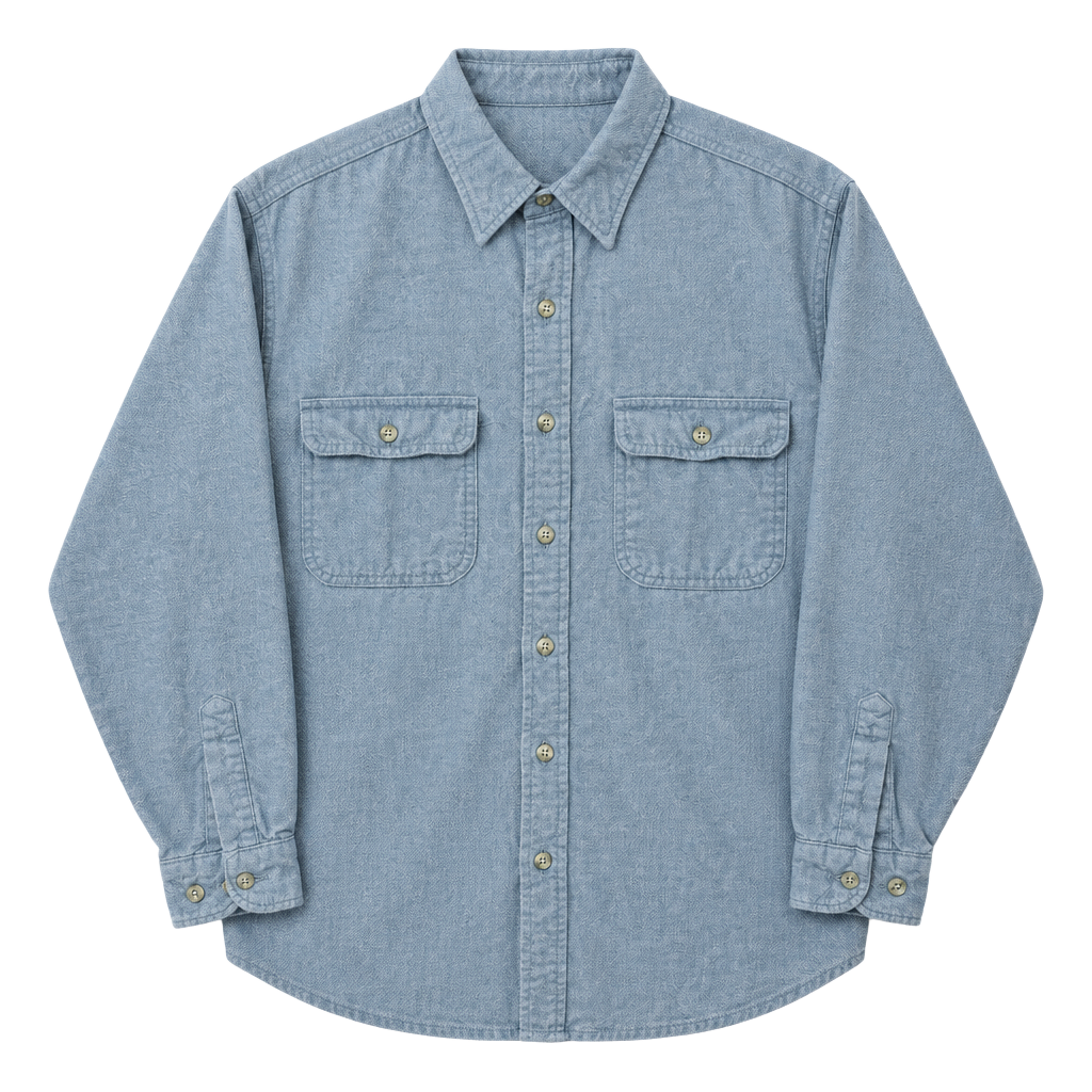 WearGuard Vintage Style 112 Chamois Work Shirt Blue 100% Cotton Made in USA 1