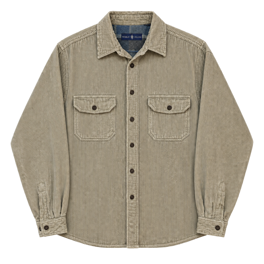World Island Corduroy Fleece Lined Shirt Jacket Beige 1