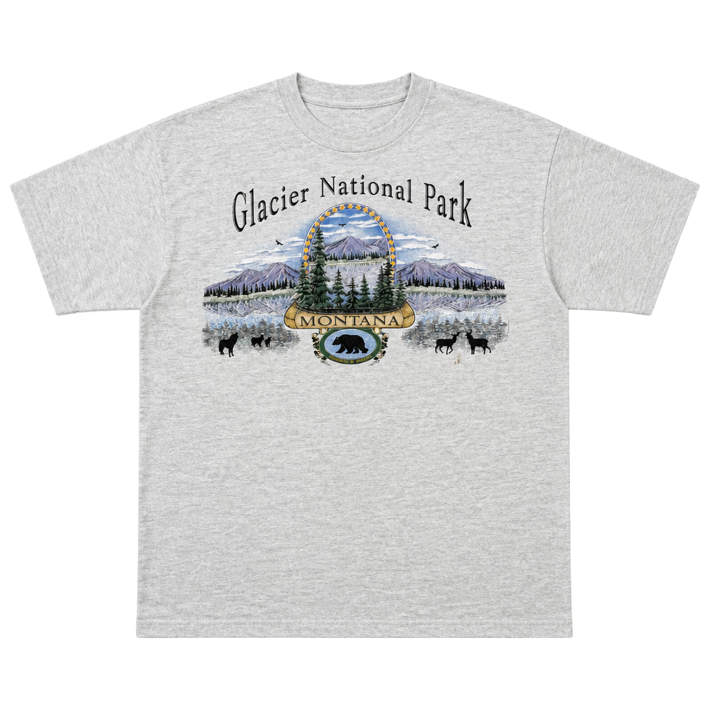 Prairie Mountain USA vintage 90s Mountain Glacier National Park Montana T-Shirt 1