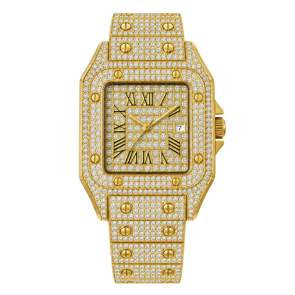 Fashion Watches Iced Out Gold Plated Square Men's Watch 1