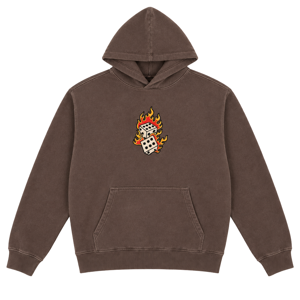 Aeropostale Cloud Soft Boxy Flame Dice Hoodie Size L Brown 1