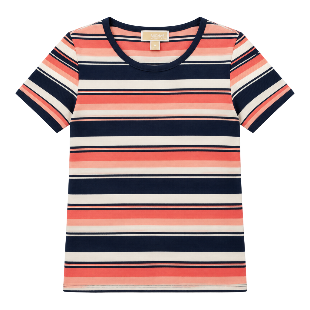 MICHAEL Michael Kors Striped Dress Size M Coral Peach Navy 1