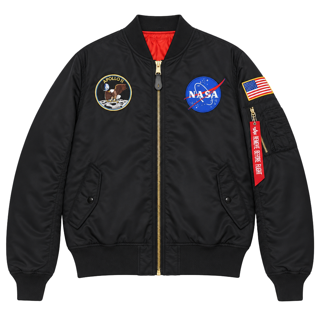 Alpha Industries jacket mens xl NASA MA-1 Apollo II Bomber flight reversible 1