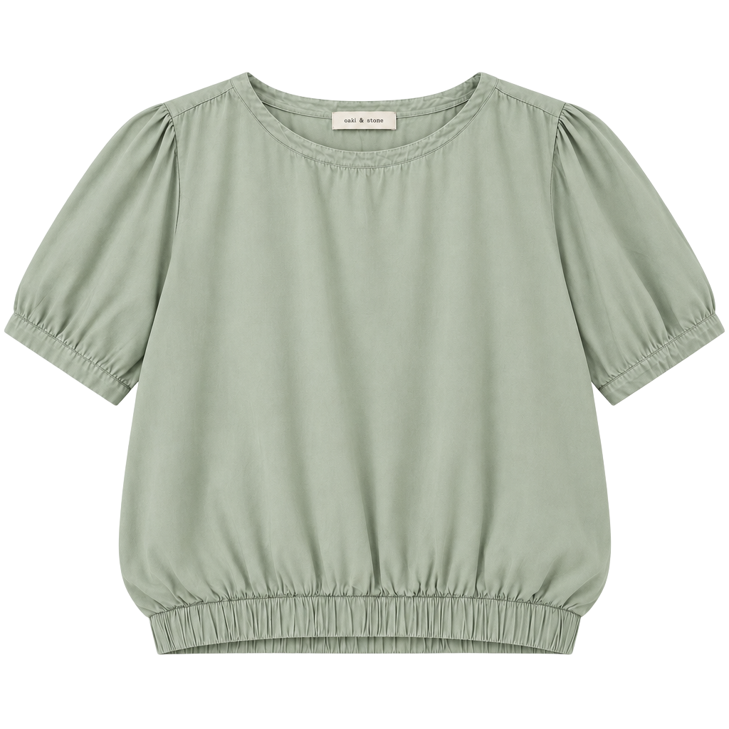 Cloth & Stone Blouse Size S Green EcoVero Short Sleeve (q1) 1