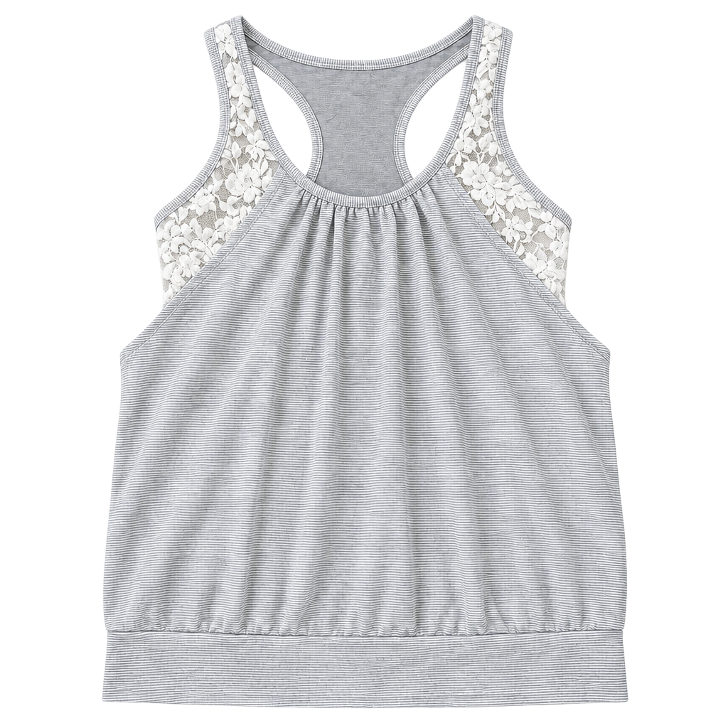 Pure + Good Striped Tank Top White Lace Back L (n1) 1