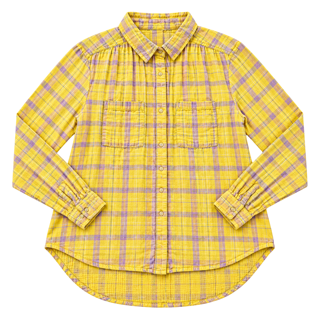 Anthropologie Plaid Long Sleeve Button Down Shirt Yellow Size S (b1) 1