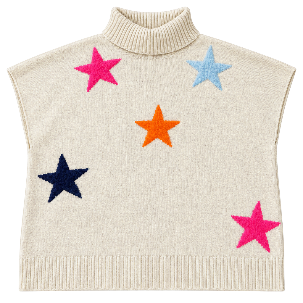 THML Multi Star Turtle Neck Sweater Size XS/S Cream (b1) 1