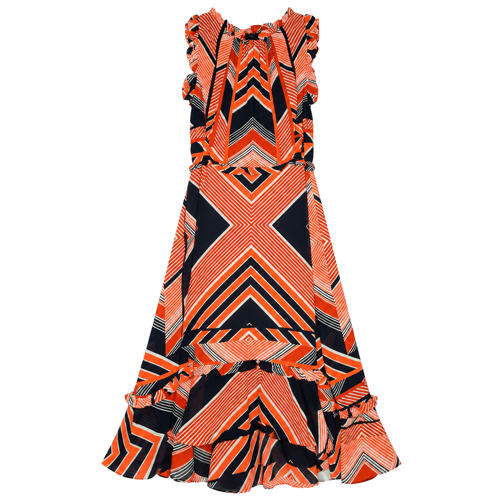 Julia Jordan Geometric Ruffle Hi Low Maxi Dress (q1) 1