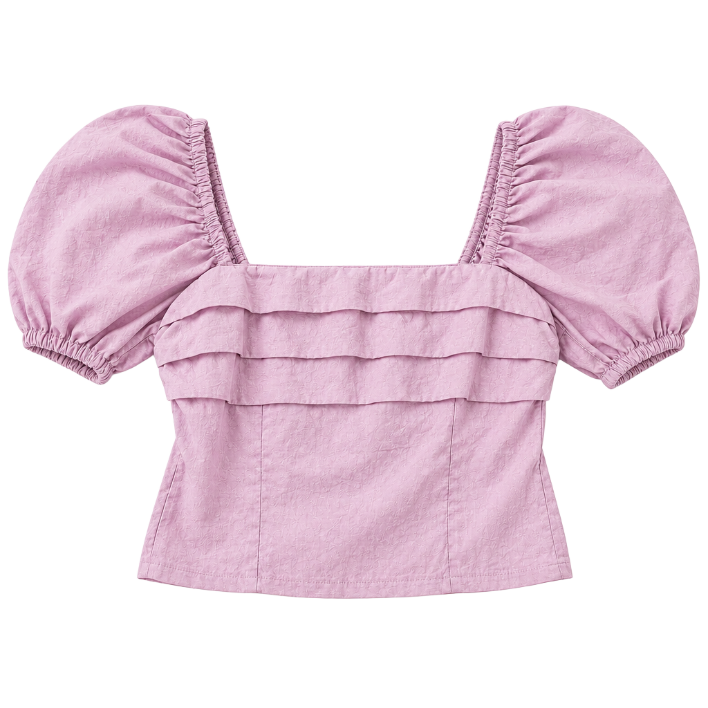 Sim & Sam Puff Sleeve Crop Top Size S Lilac Ruffle (b1) 1