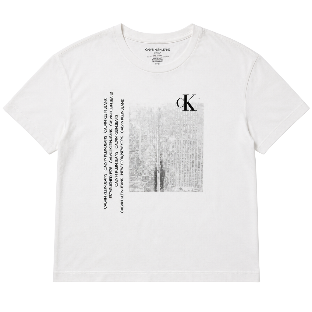 Calvin Klein Jeans Urban Multi-Graphic Crop T-Shirt White XS 1