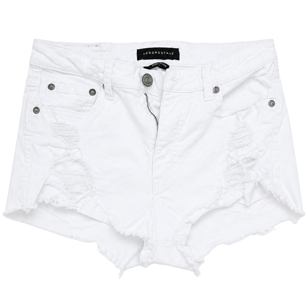 Aeropostale Vintage High Rise Distressed White Denim Cut-Off Shorts Size 4 1