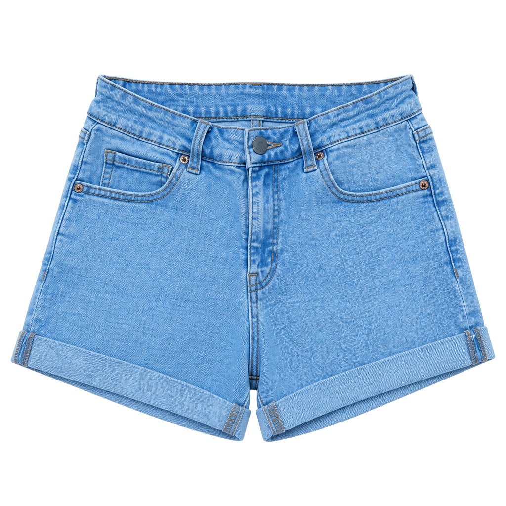 Aeropostale High Rise Midi Light Wash Cuffed Denim Jean Shorts Size 6 1