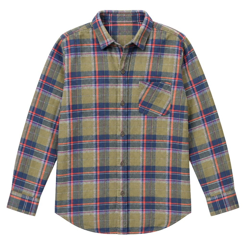 The Foundry Plaid Flannel Shirt Size 3XLT Green Blue Long Sleeve 1