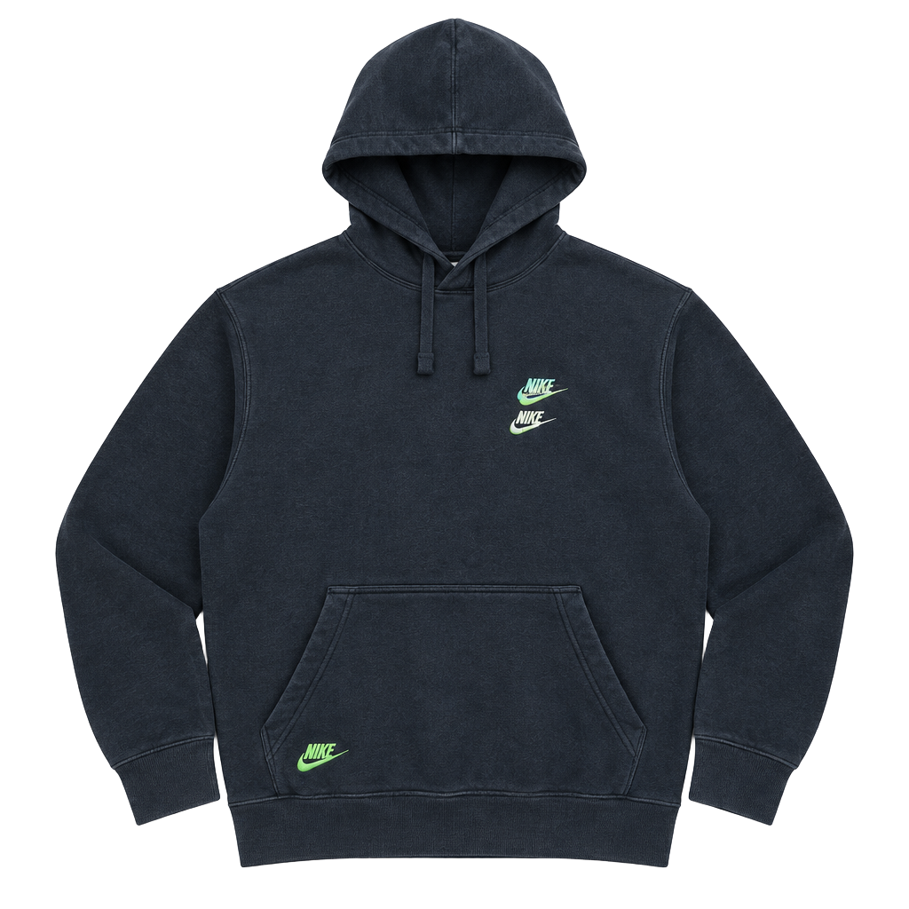 Nike Multi Swoosh Hoodie Size XXL Black Pullover Sweatshirt 1