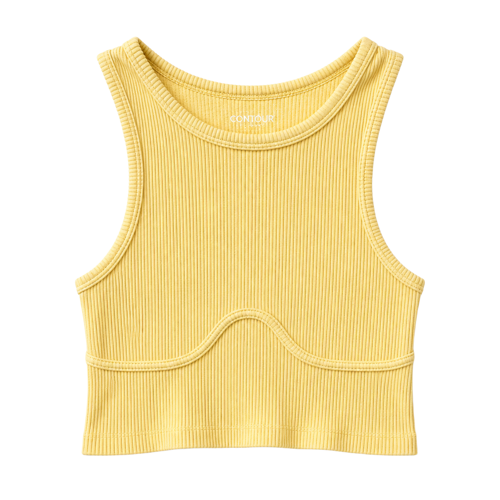 Contour by PacSun Yellow Ribbed Racerback Crop Tank Top 1