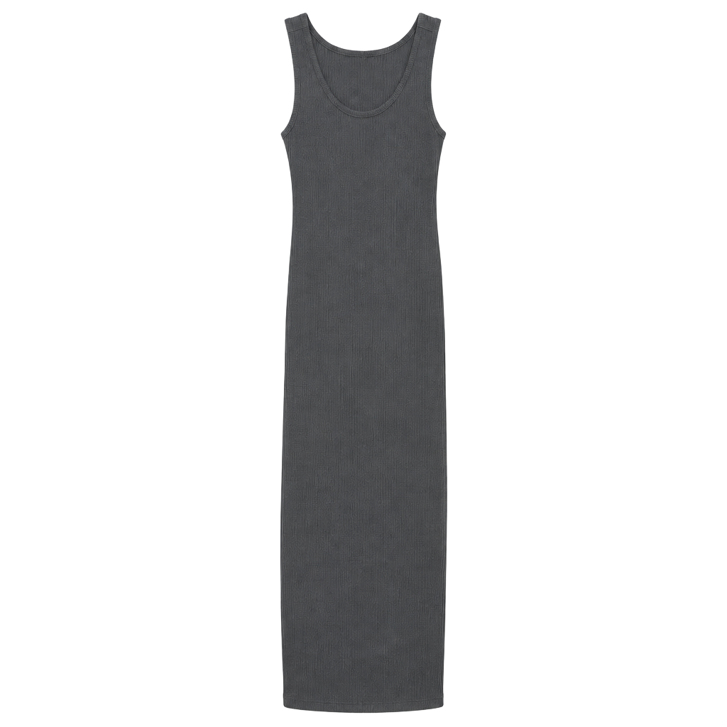 White Fox Boutique Midi Dress Size XS Gray Ribbed Tank Bodycon 1