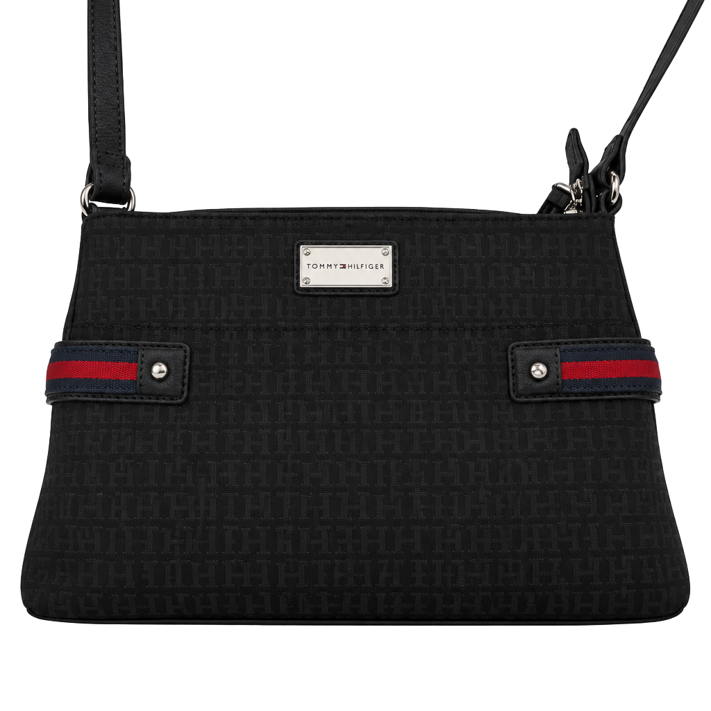 Tommy Hilfiger Monogram Crossbody Bag Black Nylon 1