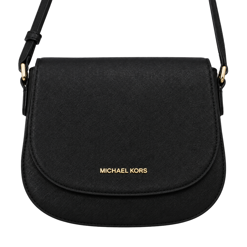 Michael Kors Black Saffiano Leather Flap Crossbody Bag 1