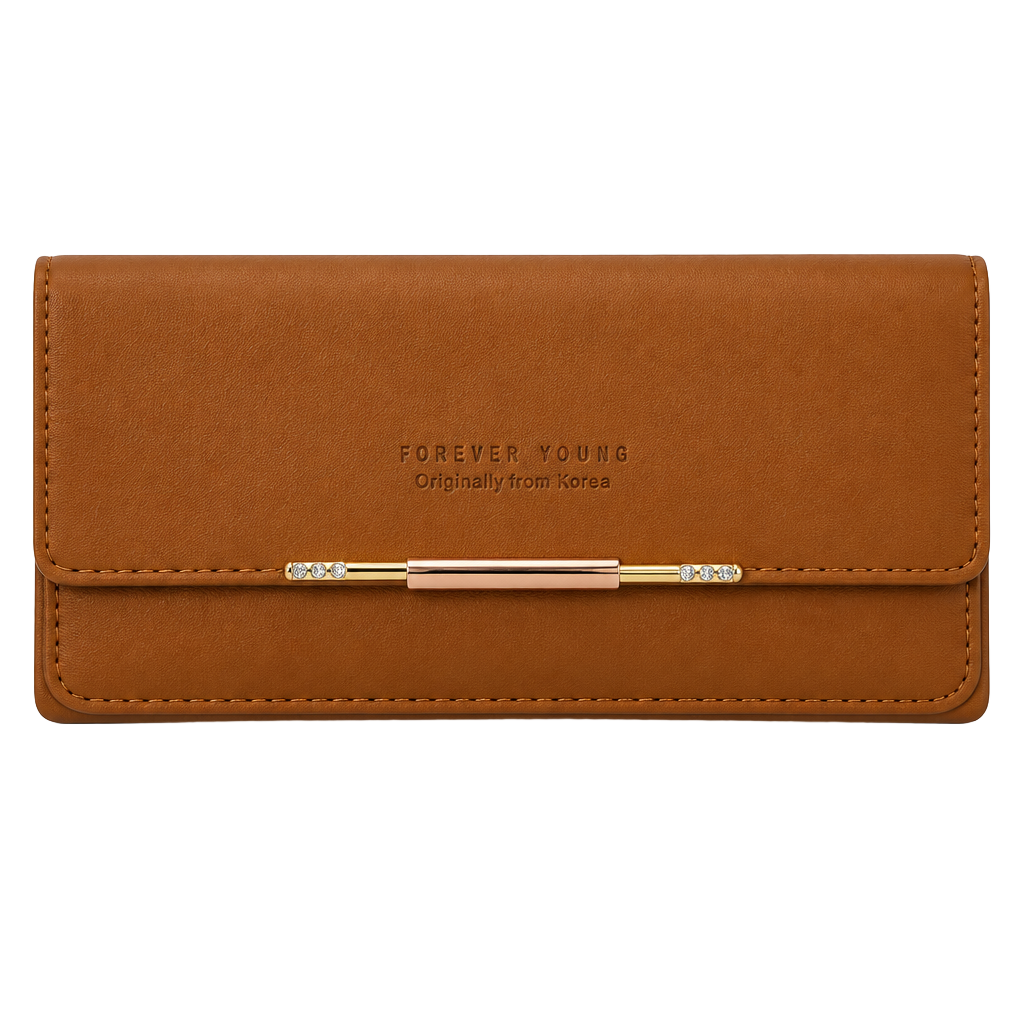 Forever Young Crossbody Wallet Phone Bag Brown PU Leather 1