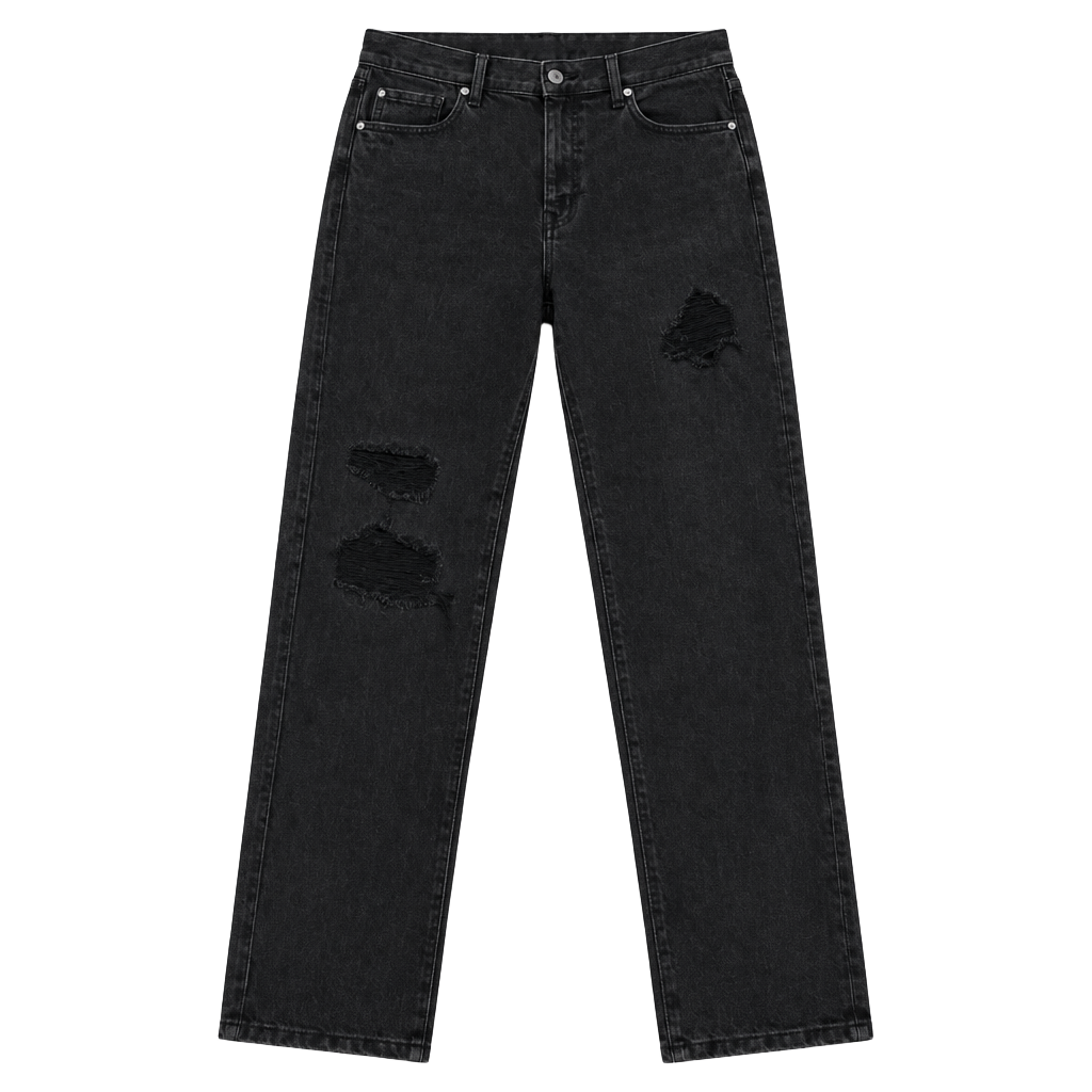 Eunina Rocky High Rise Boyfriend Jeans Size 11 Black Distressed Denim 1
