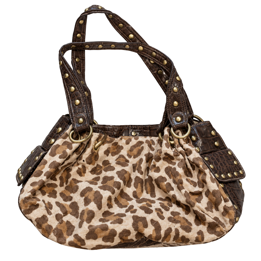 Kathy DARK BROWN LEATHER W/ FUR BAG,PURSE-NWT 1