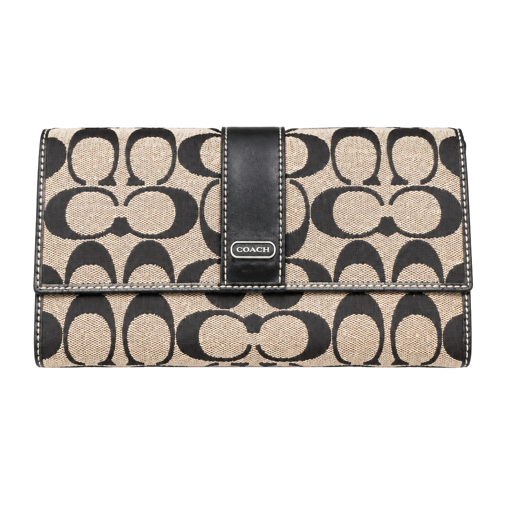 Coach Folding Wallet Logo Black USED CONDITION 1