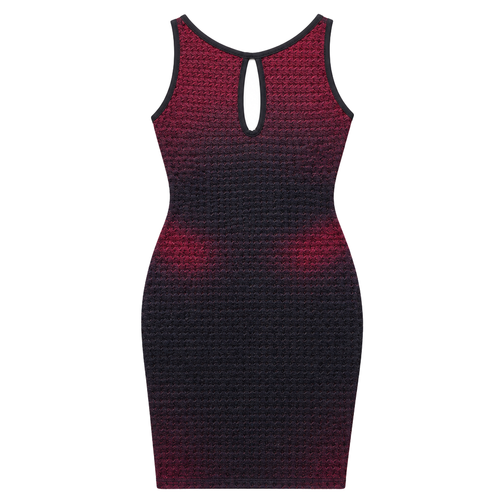Byer Too! Maxi Dress Size 9 Red Black Ombre Textured Keyhole 1