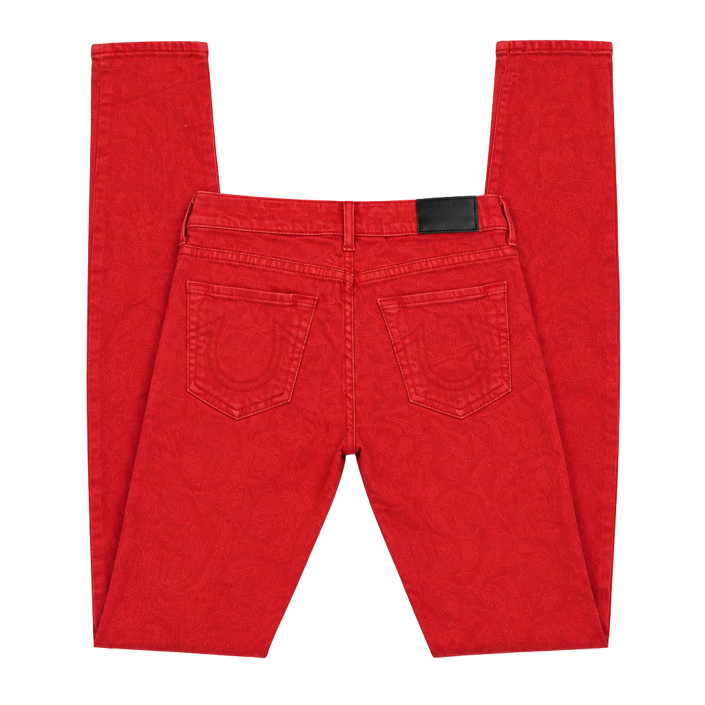 Y2k True Religion Halle Super Skinny Jeans Size 25 Red Mid Rise 1
