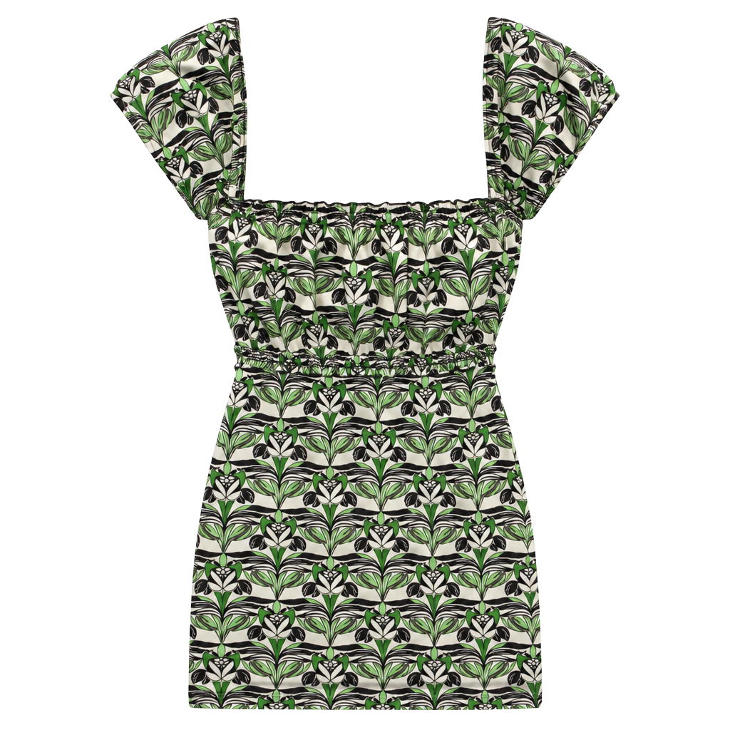 Y2kMax Studio Blouse Size S Green Brown Floral Print Short Sleeve Top 1