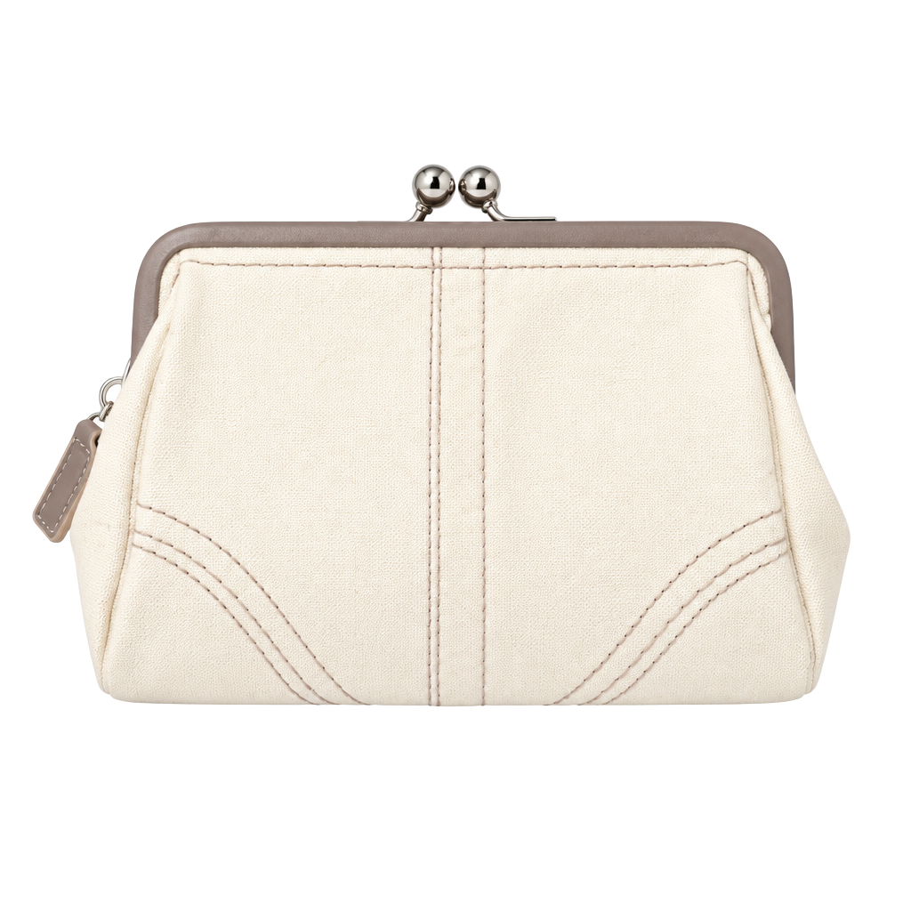 Coach Vintage Soho Cream Leather Frame Kiss Lock Wristlet Clutch Bag 1