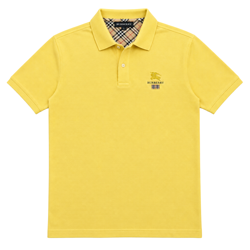 Y2K Burberry London Polo Shirt Size XL Yellow Nova Check Trim 1