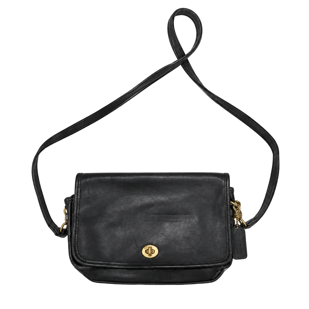 Coach Vintage Black Leather Convertible Crossbody Bag 1