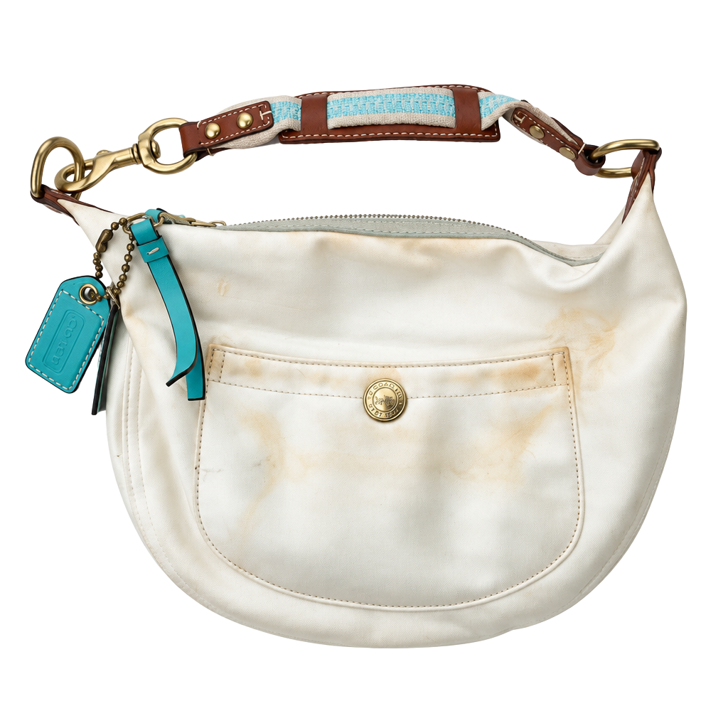 Coach Hamptons Ivory Satin Hobo Shoulder Bag NM050-116 1