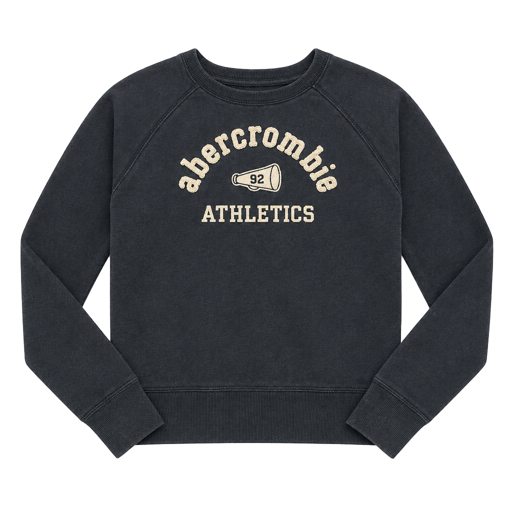 Abercrombie Kids Sweatshirt Size L Black Athletics 92 Megaphone Applique 1b 1