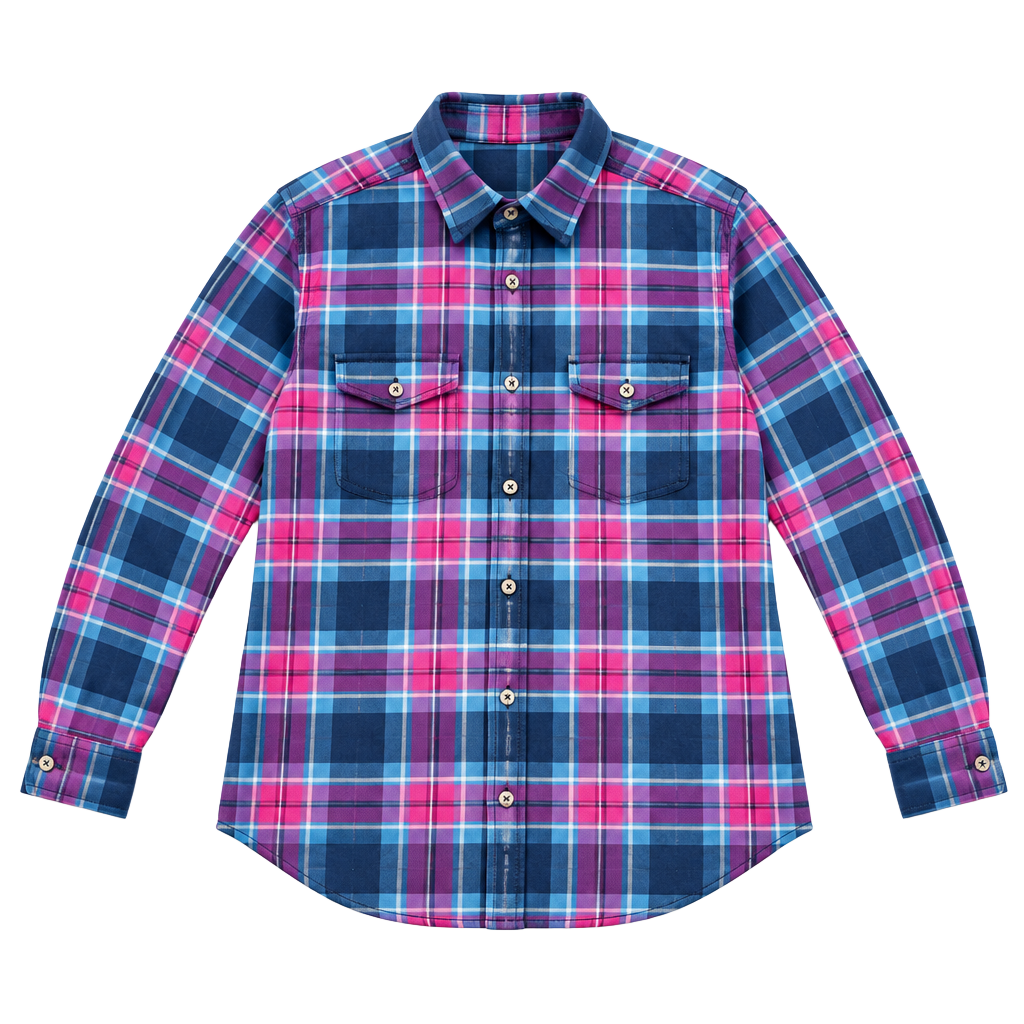 Abercrombie Kids Plaid Flannel Shirt Size M Blue Pink 1