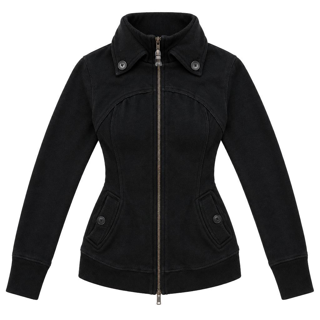 Y2k Free People Full Zip Jacket Size XS Black Cotton Blend 1