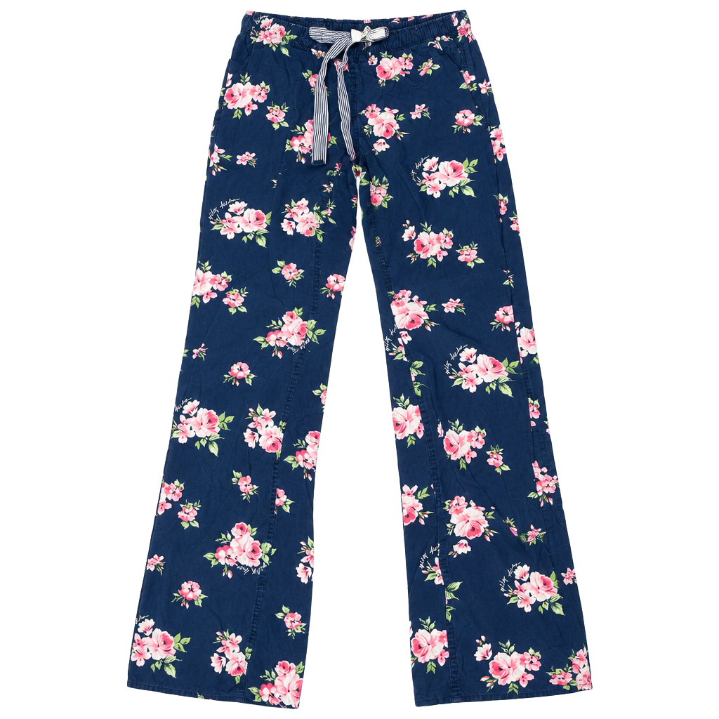 Y2K Gilly Hicks Sydney Sleep Pajama Pants Size S Blue Floral Drawstring 1